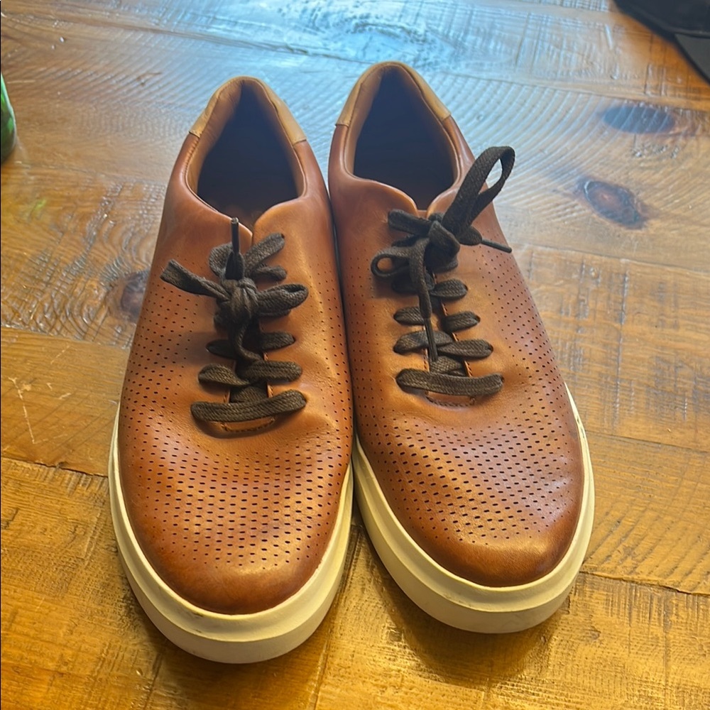 Cole Haan Brown Leather Sneakers with Perforated Design